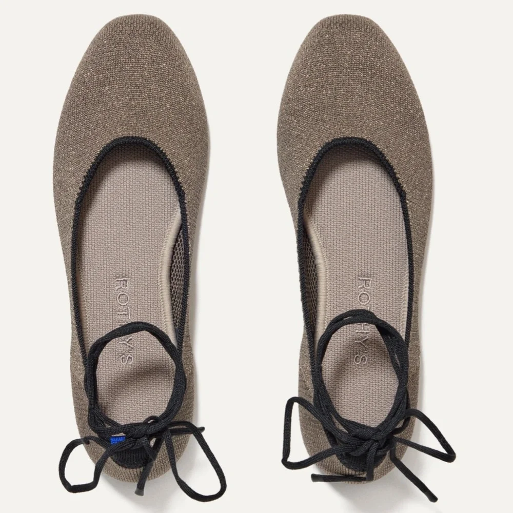 Rothy's Square Wrap Flats in Metallic Gray - Picture 3 of 5